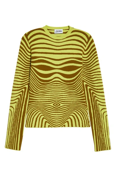 Shop Jean Paul Gaultier The Khaki Body Morphing Long Sleeve Sweater In Khaki/ Lime