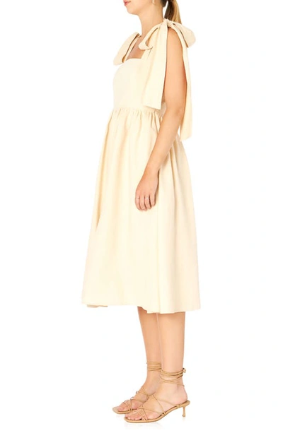 Shop Endless Rose Bow Tie Strap Sundress In Nude