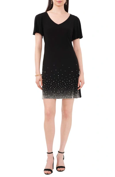 Shop Chaus Faraj Imitation Pearl & Rhinestone Split Sleeve Dress In Black 001