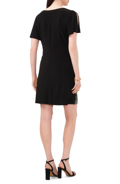 Shop Chaus Faraj Imitation Pearl & Rhinestone Split Sleeve Dress In Black 001
