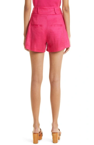 Shop Veronica Beard Velia Linen Blend Shorts In Fuchsia