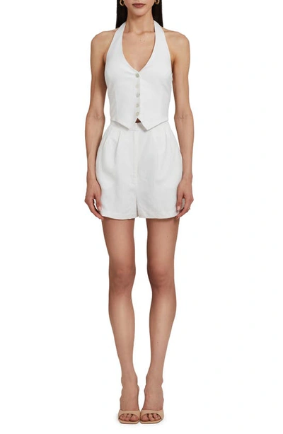 Shop Amanda Uprichard Isadore Halter Linen Blend Romper In White