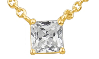 Shop Cz By Kenneth Jay Lane Triple Layer Princess Cut Cz Necklace In Clear/ Gold