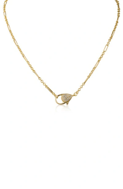 Shop Cz By Kenneth Jay Lane Cz Pavé Lobster Clasp Chain Necklace In Clear/gold