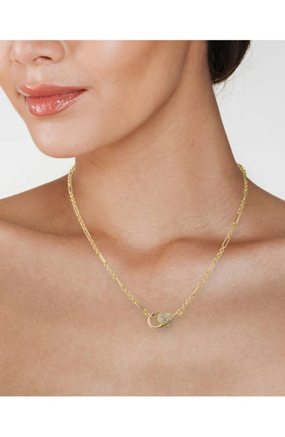 Shop Cz By Kenneth Jay Lane Cz Pavé Lobster Clasp Chain Necklace In Clear/gold