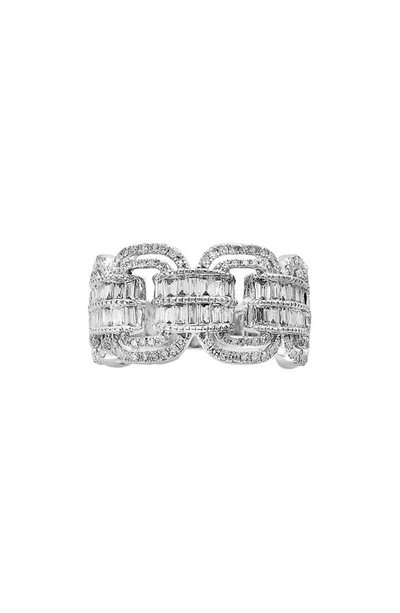 Effy 14k Rose Gold Baguette Cut Diamond Scalloped Band Ring In White Gold