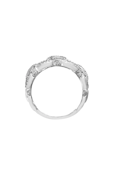 Effy 14k Rose Gold Baguette Cut Diamond Scalloped Band Ring In White Gold