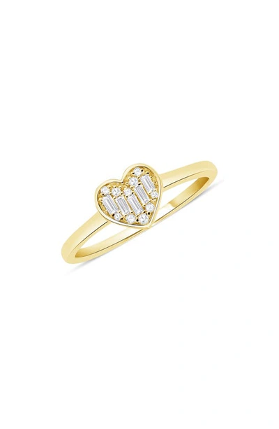 Shop Ron Hami 14k Yellow Gold Baguette & Round Diamond Heart Ring In Gold/ Diamond