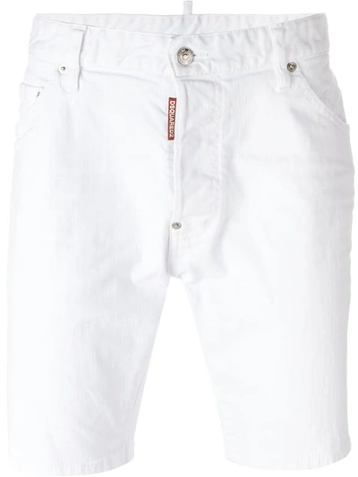 Dsquared2 Slim-fit Denim Shorts In White