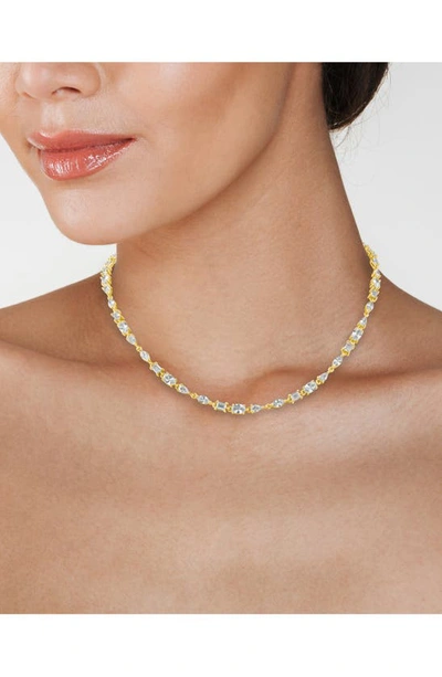 Shop Cz By Kenneth Jay Lane Connected Cz Chain Necklace In Clear/ Gold