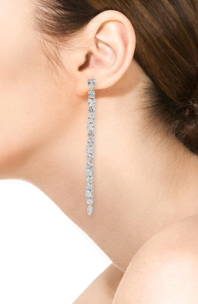 Shop Cz By Kenneth Jay Lane Cz Duster Drop Earrings In Clear/ Silver