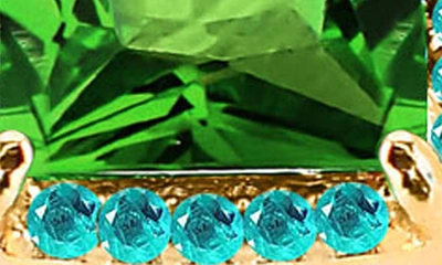 Gabi Rielle Enchanted Bouquet Square Halo Stud Earrings In Gold/green
