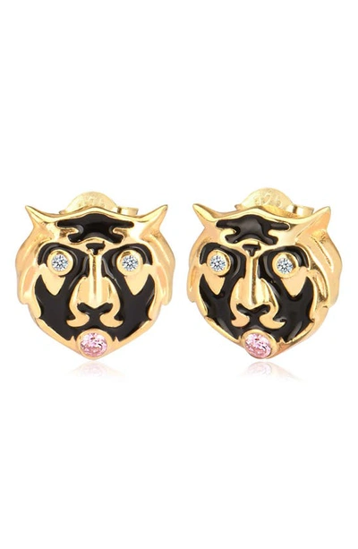 Shop Gabi Rielle Rosy Roar Stud Earrings In Gold