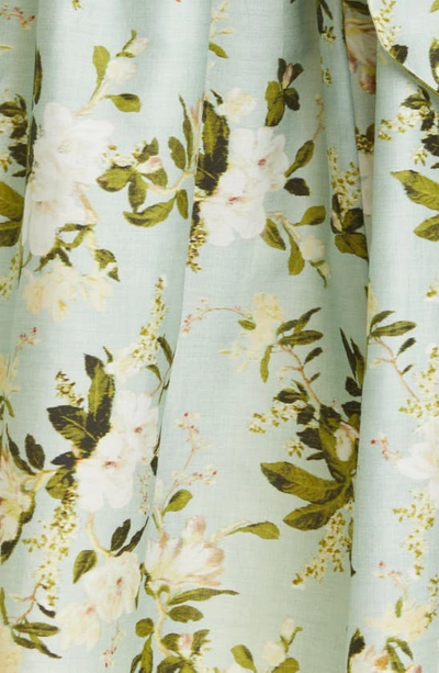 Shop Erdem Fiona Magnolia Garden Cotton Poplin Midi Skirt In Magnolia Garden Mint