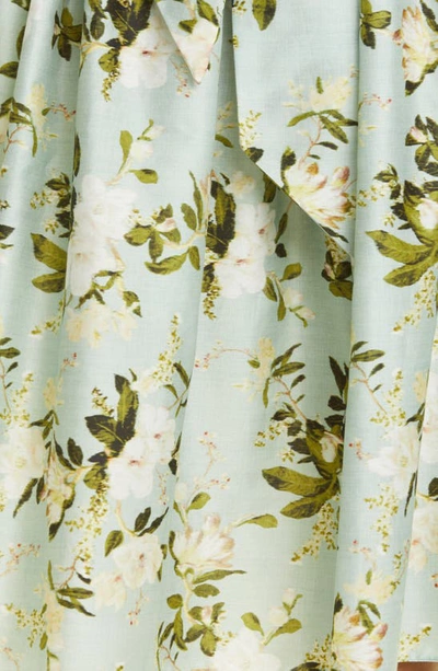 Shop Erdem Luna Floral Print Crossover Cotton Halter Top In Magnolia Garden Mint