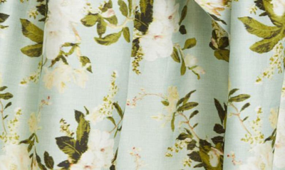Shop Erdem Luna Floral Print Crossover Cotton Halter Top In Magnolia Garden Mint