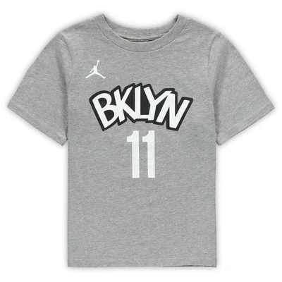 Shop Jordan Brand Preschool  Kyrie Irving Gray Brooklyn Nets Statement Edition Name & Number T-shirt In Heather Gray