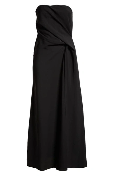Shop The Row Bima Strapless Draped Maxi Dress In Black