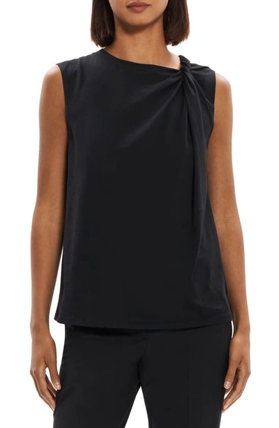 Shop Theory Twist Neck Pima Cotton Tank In Black - 001