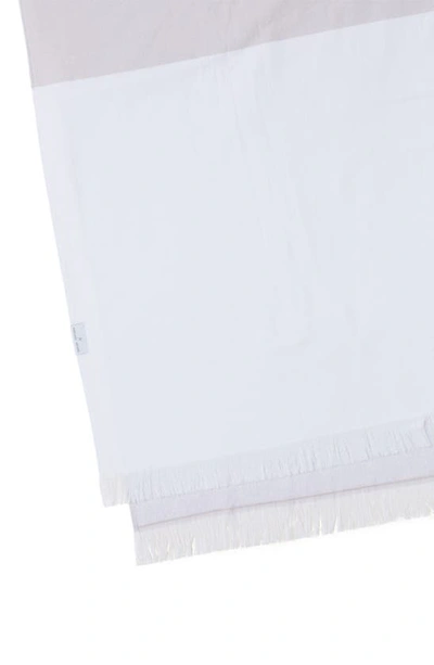 Shop Barefoot Dreams Colorblock Organic Cotton Oversize Towel In Stone-white