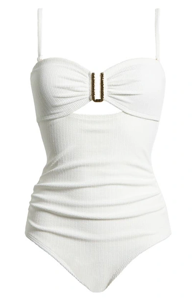 Shop Change Of Scenery Lisa Ring Hardware One-piece Swimsuit In Ivory Texture