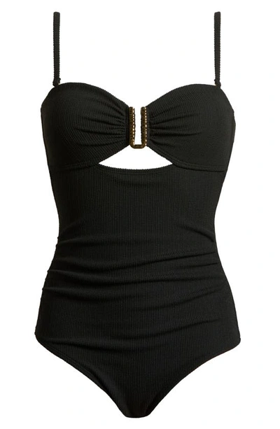 Shop Change Of Scenery Lisa Ring Hardware One-piece Swimsuit In Black Texture