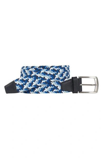 Shop Johnston & Murphy Woven Stretch Knit Belt In Blue Multi