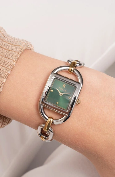 Shop Furla Square Bracelet Watch, 24mm In Two Tone/ Green/ Two Tone