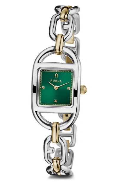 Shop Furla Square Bracelet Watch, 24mm In Two Tone/ Green/ Two Tone