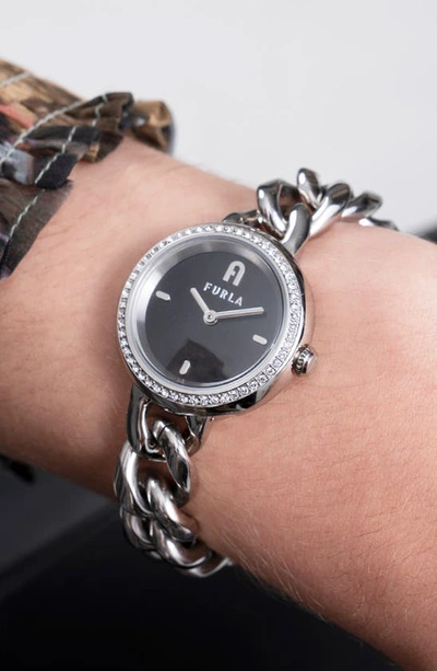 Shop Furla Chain Bracelet Watch, 28mm In Silver/ Black/ Silver