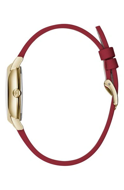 Shop Furla Easy Shape Leather Strap Watch, 32mm In Gold/ Red/ Red