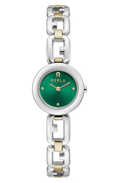 Shop Furla Arco Bracelet Watch, 25mm In Two Tone/ Green