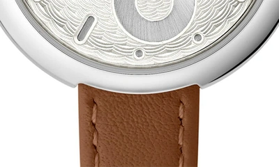 Shop Furla Cosy Leather Strap Watch, 32mm In Silversilver/ Brown