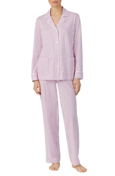 Ralph Lauren Stripe Organic Cotton Pajamas In Pink Stripe