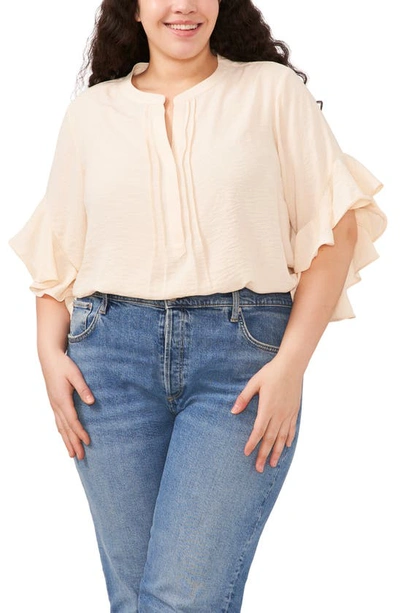 Shop Vince Camuto Ruffle Sleeve Blouse In Tapioca