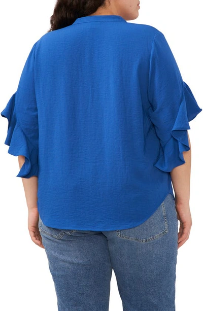 Shop Vince Camuto Ruffle Sleeve Blouse In Sapphire Blue