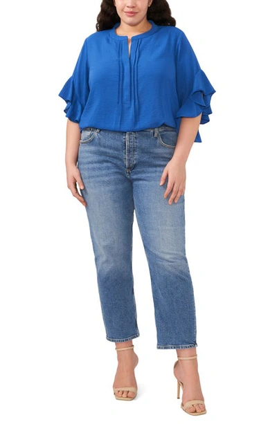 Shop Vince Camuto Ruffle Sleeve Blouse In Sapphire Blue