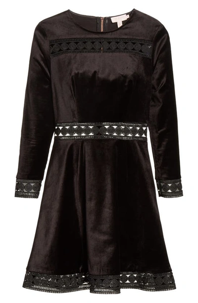 Shop Ted Baker Velvet & Lace Skater Dress In Black