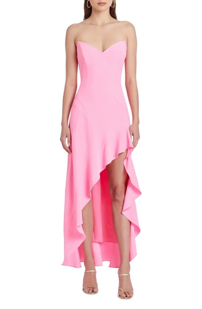 Shop Amanda Uprichard Symone Strapless High-low Gown In Shocking Pink