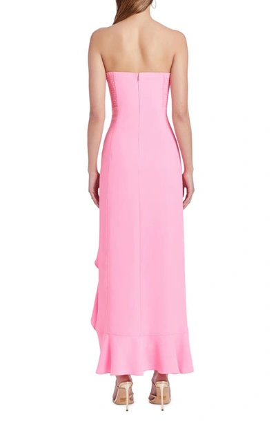 Shop Amanda Uprichard Symone Strapless High-low Gown In Shocking Pink