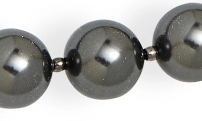 Shop Valentino Vlogo Signature Imitation Pearl Choker Necklace In Ruthenium/crystal Black