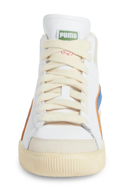 Shop Puma X Rhuigi Clyde Mid Top Basketball Sneaker In  White-royal Sapphire