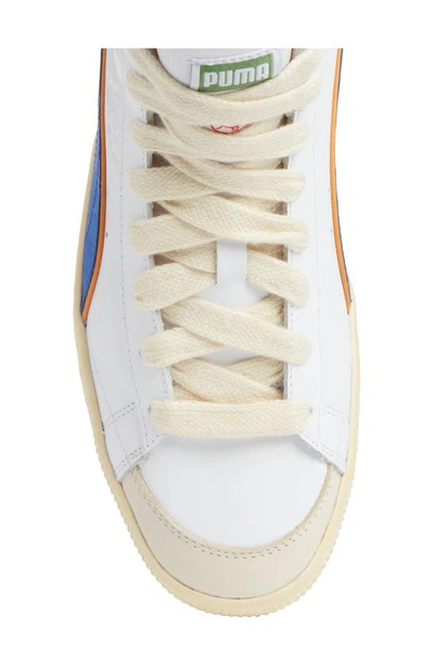 Shop Puma X Rhuigi Clyde Mid Top Basketball Sneaker In  White-royal Sapphire