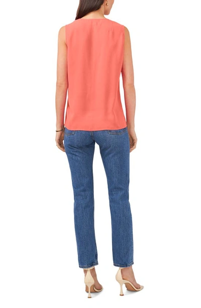 Shop Vince Camuto Ruffle Neck Sleeveless Georgette Blouse In Spiced Coral