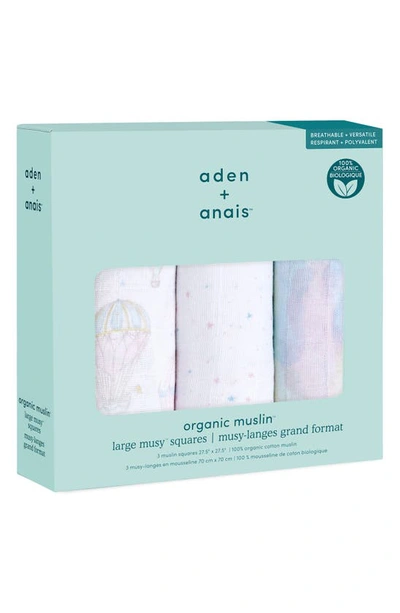 Aden + Anais 3-pack Assorted Large Cotton Muslin Musy Squares In Above The Clouds Pink