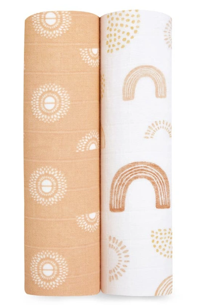 Shop Aden + Anais 2-pack Classic Swaddling Cloths In Keep Rising Tan