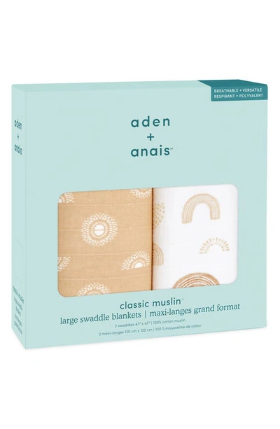 Shop Aden + Anais 2-pack Classic Swaddling Cloths In Keep Rising Tan