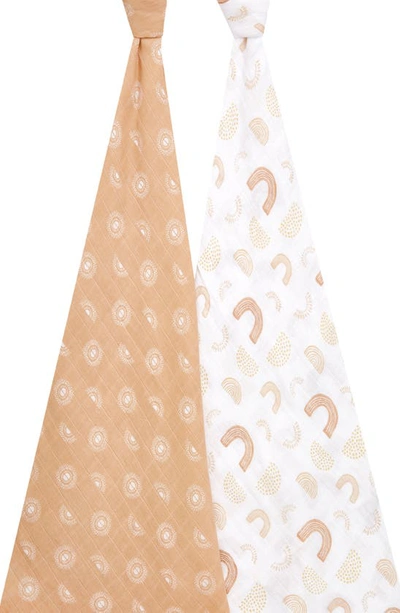Shop Aden + Anais 2-pack Classic Swaddling Cloths In Keep Rising Tan