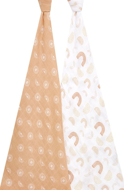 Aden + Anais 2-pack Classic Swaddling Cloths In Keep Rising Tan