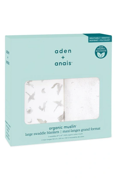 Shop Aden + Anais Assorted 2-pack Organic Cotton Muslin Swaddling Cloths In Map The Stars Grey